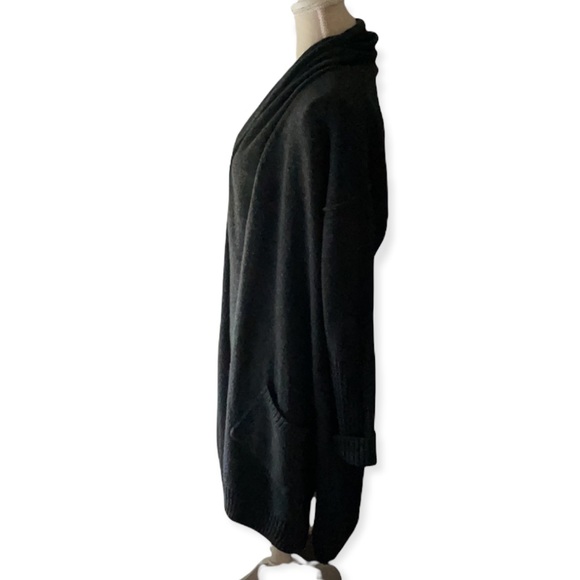 Kate & Mallory Charcoal Gray Long Cardigan Sweater w/ Faux Leather Patches SZ:L - Picture 4 of 8